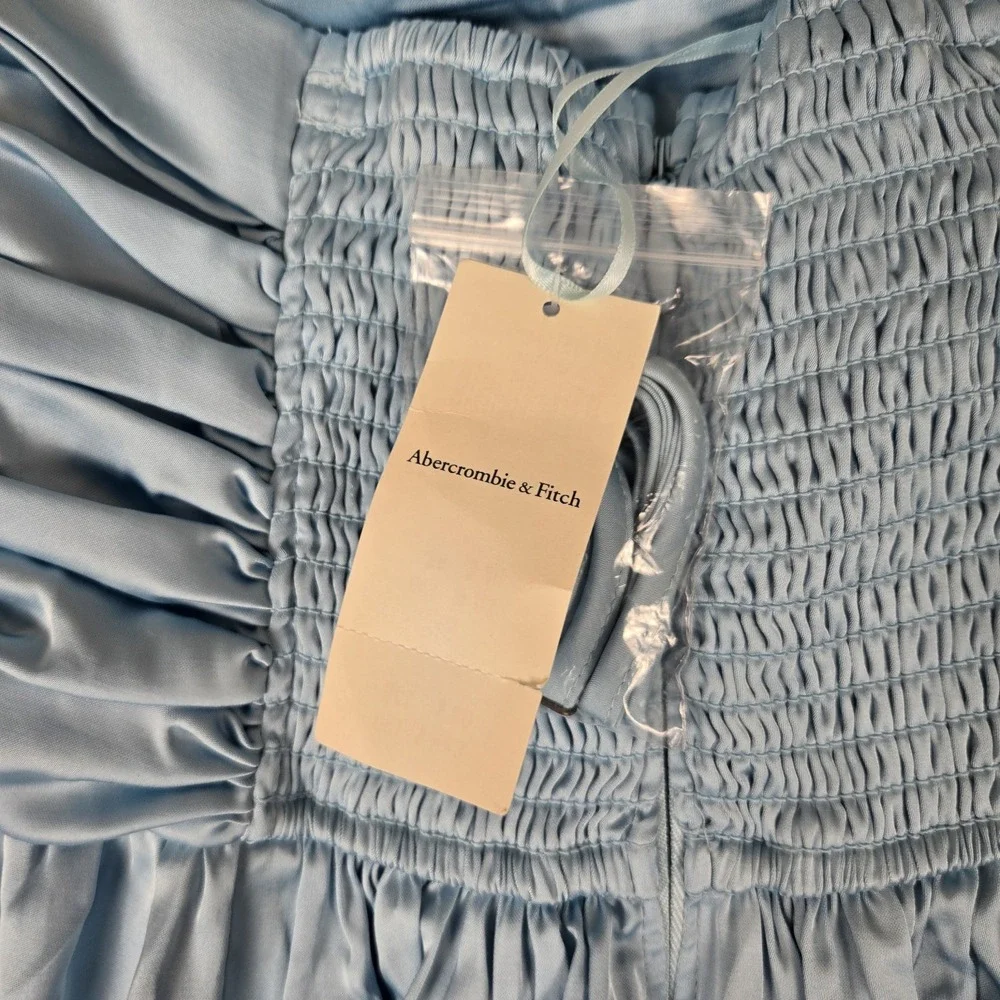 Abercrombie & Fitch Dress‎ Womens Small Petite Light Blue Stain Maxi Prom NWT